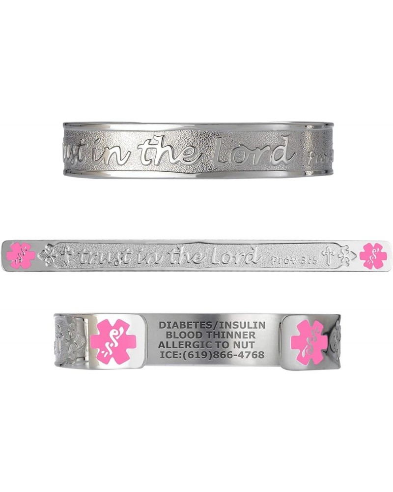 Deep Custom Laser Engraved Faith Bracelets PVD Gold/Stainless 316L Medical Alert Bracelet - 6" Cuff (fits 6.5-8.0") Proverb3:...