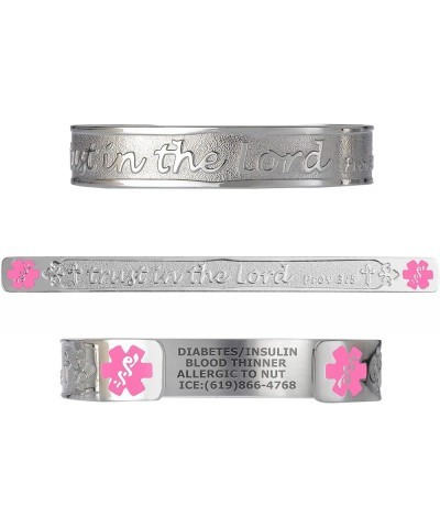 Deep Custom Laser Engraved Faith Bracelets PVD Gold/Stainless 316L Medical Alert Bracelet - 6" Cuff (fits 6.5-8.0") Proverb3:...