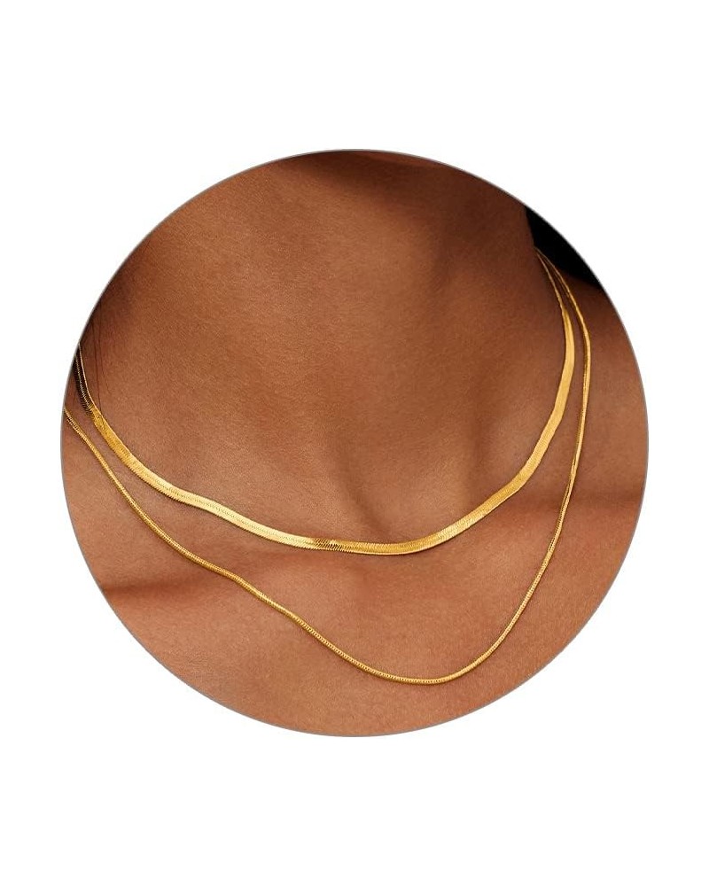 Gold Necklace Jewelry for Women 18K Gold/Silver Plated Snake Chain Necklace Choker Necklaces for Women Girl Gifts Layered Her...