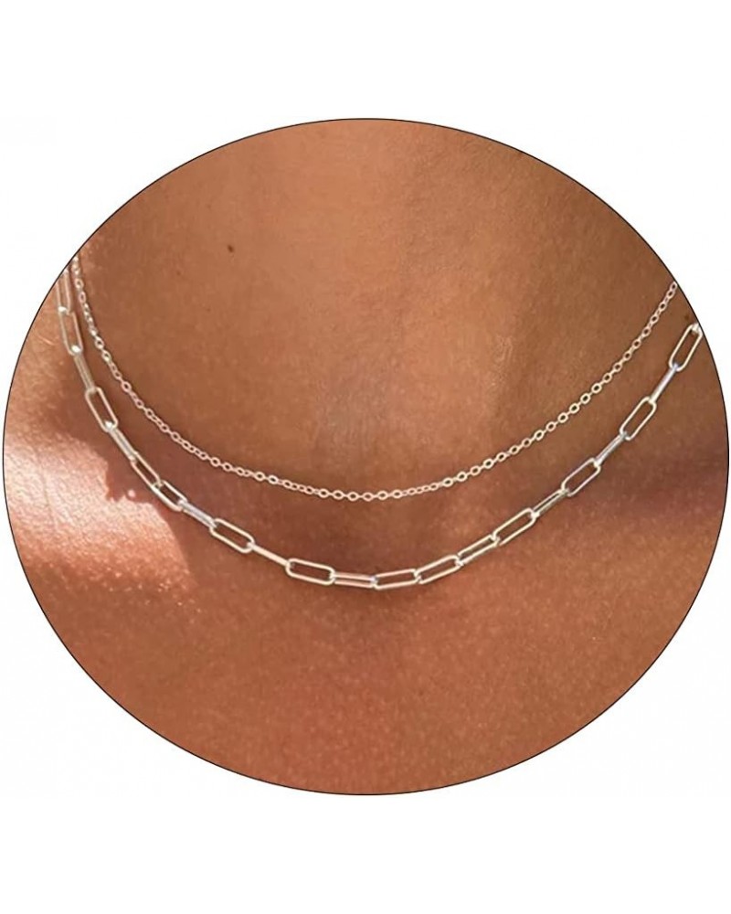 Layered Necklaces for Women Silver Plated Dainty Snake Twist Rope Delicate Layered Necklace Different Length Choker Necklaces...