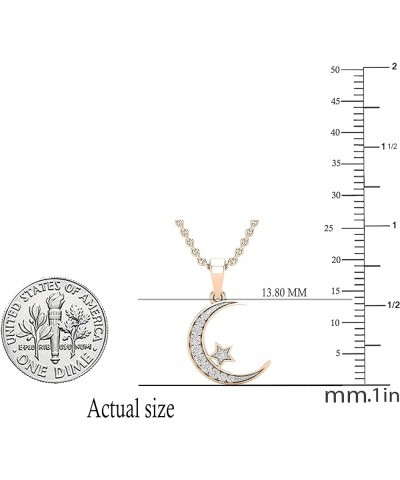 0.15 Carat (ctw) Round White Diamond Ladies Half-Moon & Star Pendant, Available in Metal 10K/14K/18K Gold & 925 Sterling Silv...