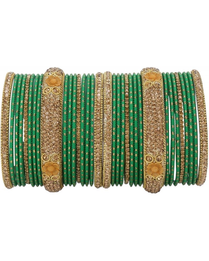 Indian Bangle Set Rhinestone CZ Crystal Wedding Bridal Metal Bangle Bracelets Jewelry Green 2-8 $17.39 Bracelets