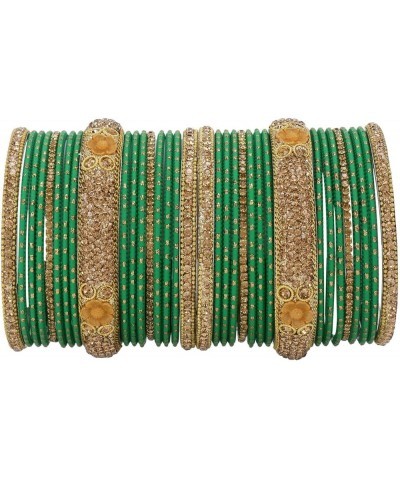 Indian Bangle Set Rhinestone CZ Crystal Wedding Bridal Metal Bangle Bracelets Jewelry Green 2-8 $17.39 Bracelets