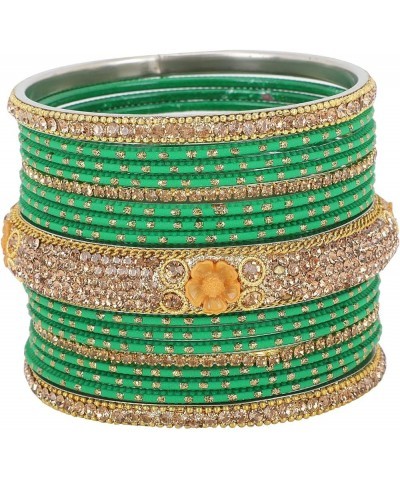 Indian Bangle Set Rhinestone CZ Crystal Wedding Bridal Metal Bangle Bracelets Jewelry Green 2-8 $17.39 Bracelets