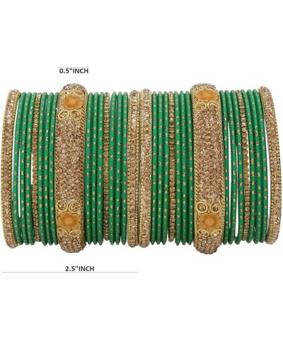 Indian Bangle Set Rhinestone CZ Crystal Wedding Bridal Metal Bangle Bracelets Jewelry Green 2-8 $17.39 Bracelets