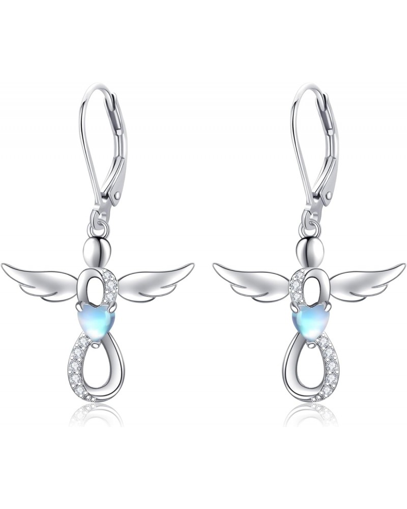 Angel Earrings 925 Sterling Silver Angel Wing Earrings Infinity Cross Leverback Earrings Jewelry Gifts for Women Girls $13.60...