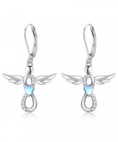 Angel Earrings 925 Sterling Silver Angel Wing Earrings Infinity Cross Leverback Earrings Jewelry Gifts for Women Girls $13.60...