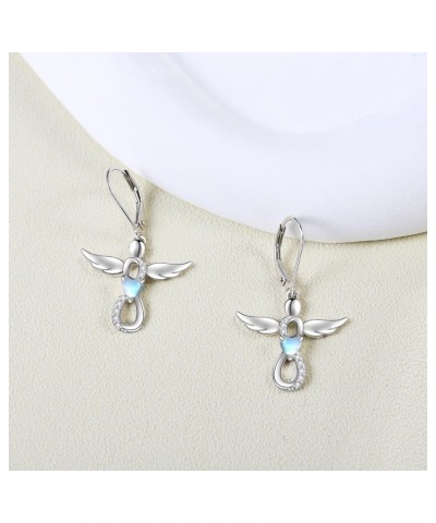 Angel Earrings 925 Sterling Silver Angel Wing Earrings Infinity Cross Leverback Earrings Jewelry Gifts for Women Girls $13.60...