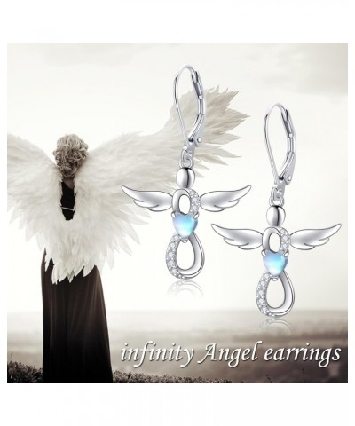 Angel Earrings 925 Sterling Silver Angel Wing Earrings Infinity Cross Leverback Earrings Jewelry Gifts for Women Girls $13.60...