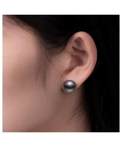 Freshwater Real Pearl Stud Earrings Quality Pearl Earrings for Women 9.0-10.0mm Black-Gold $19.40 Others