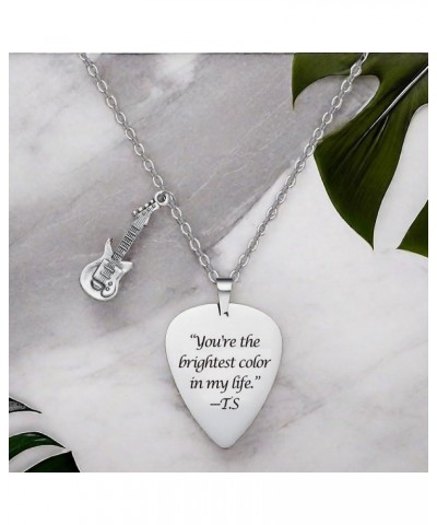 Quotes Guitar Pick Necklace Merch Gifts Pendant Jewelry Inspired Fans Accessories You're the brightest color in my life $8.84...