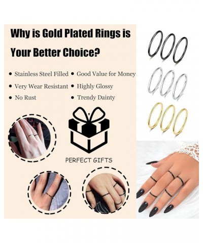 Gold Rings for Women Non Tarnish 14K Gold Plated Rings Statackable Rings Stainless Steel Band Rings Gold Knuckler Rings for B...