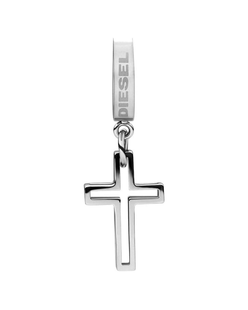 All-Gender Stainless Steel Earring Silver Cross $39.02 Earrings