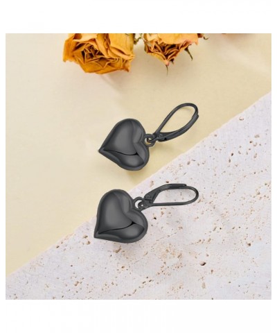 Heart Dangle Earrings 925 Sterling Silver/18k Gold Plated/Rose Gold/Black Puffy Heart Earrings for Women Teen Girl Christmas ...