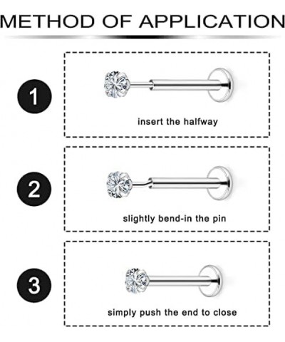 9pcs Threadless Push in Nose Rings Studs for Multiple Piercing,316L Surgical Stainless Steel Lip Rings Studs Labret Jewelry C...