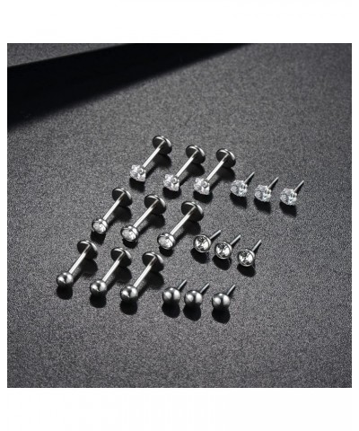 9pcs Threadless Push in Nose Rings Studs for Multiple Piercing,316L Surgical Stainless Steel Lip Rings Studs Labret Jewelry C...