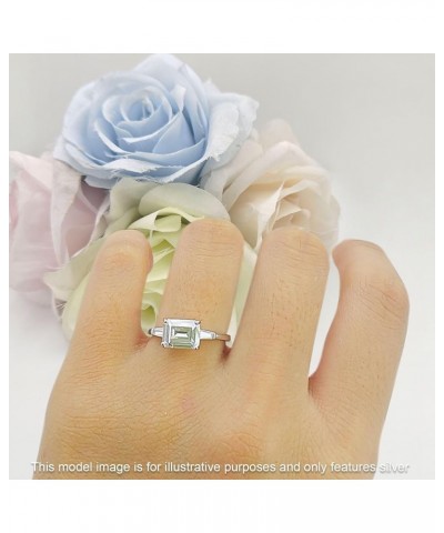 Three Stone Sideways Emerald Cut Ring Solitaire Classic Design Trio Ring Sparkling Cubic Zirconia Solid 925 Sterling Silver A...