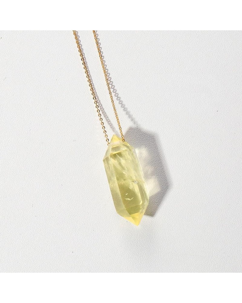 Crystal Pendulum Necklace for Women Pointed Natural Stone Pendant Necklace,Fluorite Citrine $18.56 Necklaces