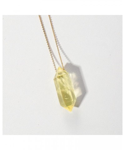 Crystal Pendulum Necklace for Women Pointed Natural Stone Pendant Necklace,Fluorite Citrine $18.56 Necklaces