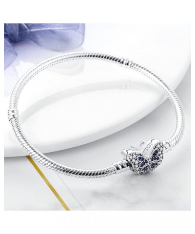 925 Sterling Silver LOVE With Clear CZ Clasp Snake Chain Bracelet Basic Charm Bracelets Fit Any Charm, with for Teen Girls Wo...