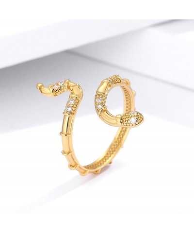 925 Sterling Silver Snake Ring | Trendy Gold-plated Adjustable Snake Rings | Shining Cubic Zirconia Jewelry Gift for Women Go...