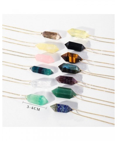 Crystal Pendulum Necklace for Women Pointed Natural Stone Pendant Necklace,Fluorite Citrine $18.56 Necklaces