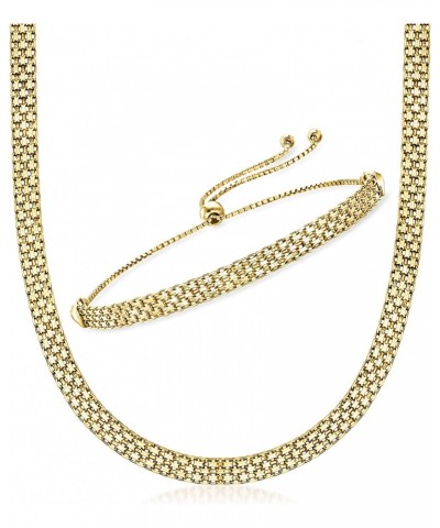 18kt Gold Over Sterling Bismark-Link Jewelry Set: Necklace and Bolo Bracelet $65.66 Necklaces