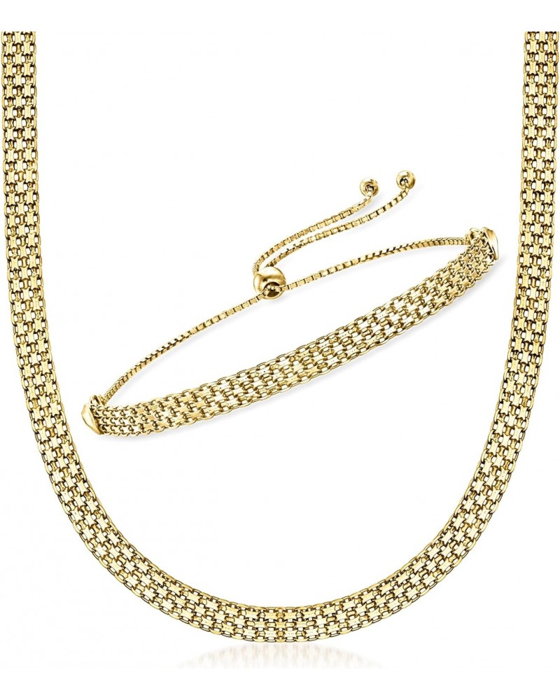 18kt Gold Over Sterling Bismark-Link Jewelry Set: Necklace and Bolo Bracelet $65.66 Necklaces