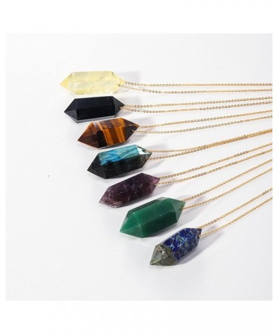 Crystal Pendulum Necklace for Women Pointed Natural Stone Pendant Necklace,Fluorite Citrine $18.56 Necklaces