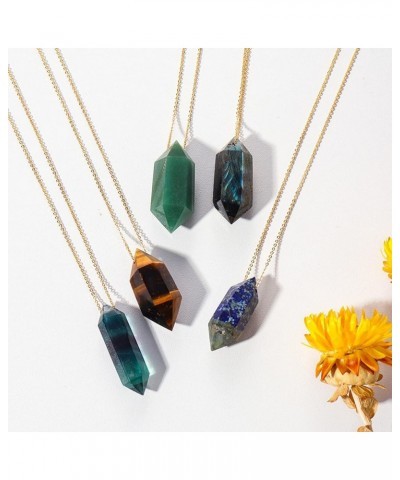 Crystal Pendulum Necklace for Women Pointed Natural Stone Pendant Necklace,Fluorite Citrine $18.56 Necklaces