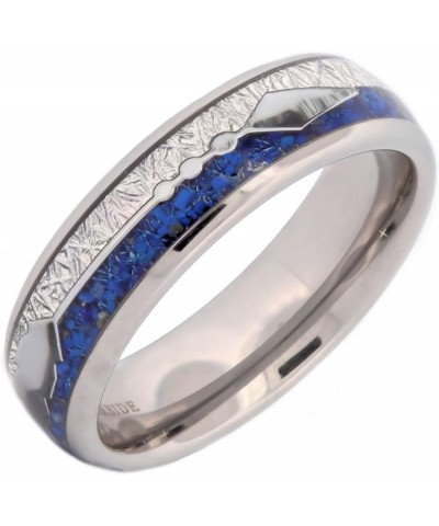 Rose Gold Plated, Polished or Black Plated Tungsten Carbide 6mm or 8mm Wedding Band Blue Lapis Lazuli and Meteorite Inlay wit...