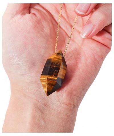 Crystal Pendulum Necklace for Women Pointed Natural Stone Pendant Necklace,Fluorite Citrine $18.56 Necklaces