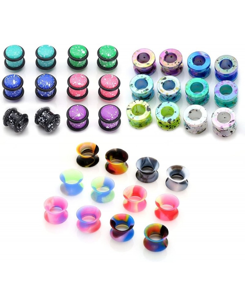 36pcs Candy Colors Spots Acrylic Ear Stretching Plugs Kit and Double-Flared Thin Silicone Saddle Tunnels Set 00g-10mm $13.15 ...