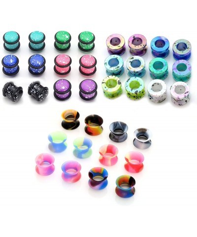 36pcs Candy Colors Spots Acrylic Ear Stretching Plugs Kit and Double-Flared Thin Silicone Saddle Tunnels Set 00g-10mm $13.15 ...