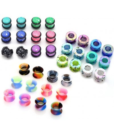 36pcs Candy Colors Spots Acrylic Ear Stretching Plugs Kit and Double-Flared Thin Silicone Saddle Tunnels Set 00g-10mm $13.15 ...