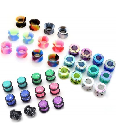 36pcs Candy Colors Spots Acrylic Ear Stretching Plugs Kit and Double-Flared Thin Silicone Saddle Tunnels Set 00g-10mm $13.15 ...