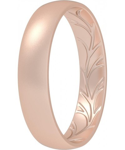 Women Silicone Wedding Bands, Breathable Leaf Cross Pattern Wedding Rings - 4mm Wide Rose Gold A 10.5 - 11 (20.6mm) $9.17 Bra...