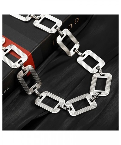 Chain Belts Women's Waist Chain Adjustable Metal Link - Fashion Accessory for Jeans and Dresses Silver squares XL: 59 in/150 ...