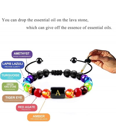 Initial Bracelet Stress Relief Gifts For Women Girls Yoga Chakra Bracelet For Women Healing Crystal Bracelet Essential Oil Br...