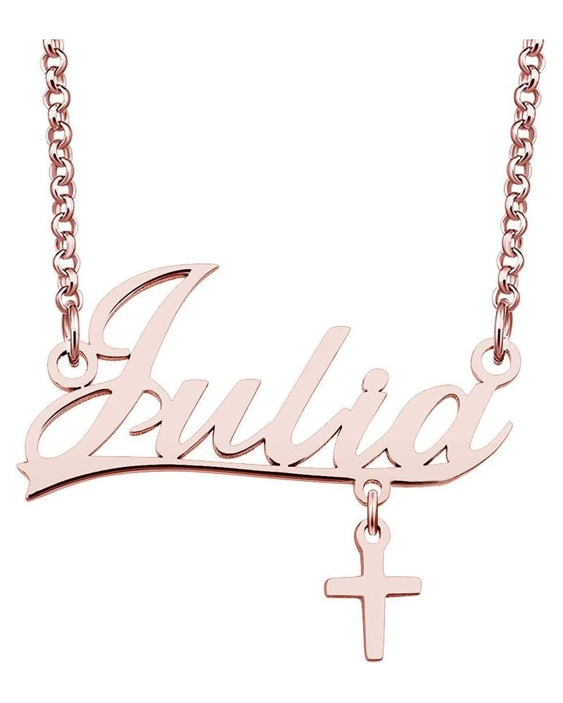 Stainless Steel Chain Rose Gold Pendant Customized Plate Personalized Name Necklace Julia $22.61 Necklaces