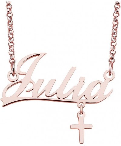 Stainless Steel Chain Rose Gold Pendant Customized Plate Personalized Name Necklace Julia $22.61 Necklaces