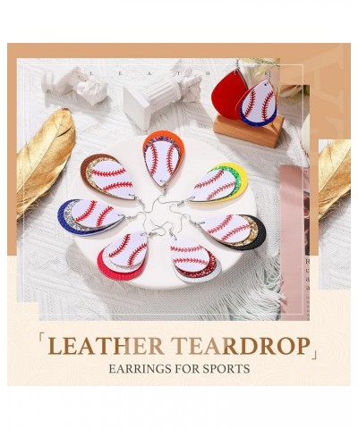 8 Pairs Baseball Leather Earrings for Women Sport Lover Teardrop Ball Faux Leather Dangle Earrings Soccer Basketball Earrings...