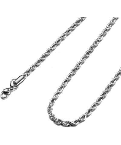 Twist Chain Necklace - Stainless Steel Rope Jewelry for Men & Women 16 Inches 3mm Wide $9.71 Necklaces