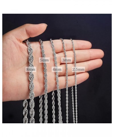 Twist Chain Necklace - Stainless Steel Rope Jewelry for Men & Women 16 Inches 3mm Wide $9.71 Necklaces