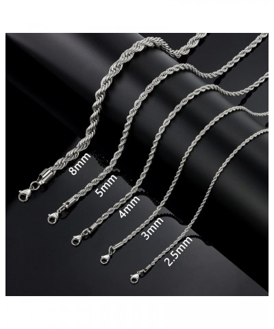 Twist Chain Necklace - Stainless Steel Rope Jewelry for Men & Women 16 Inches 3mm Wide $9.71 Necklaces