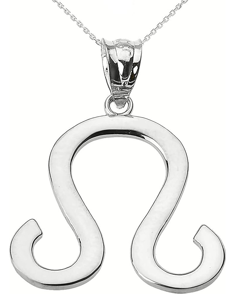 10K White Gold Zodiac Astrological Sign Charm Personalized Pendant Necklace - Choice of Symbol & Chain Length 20" Leo: July 2...