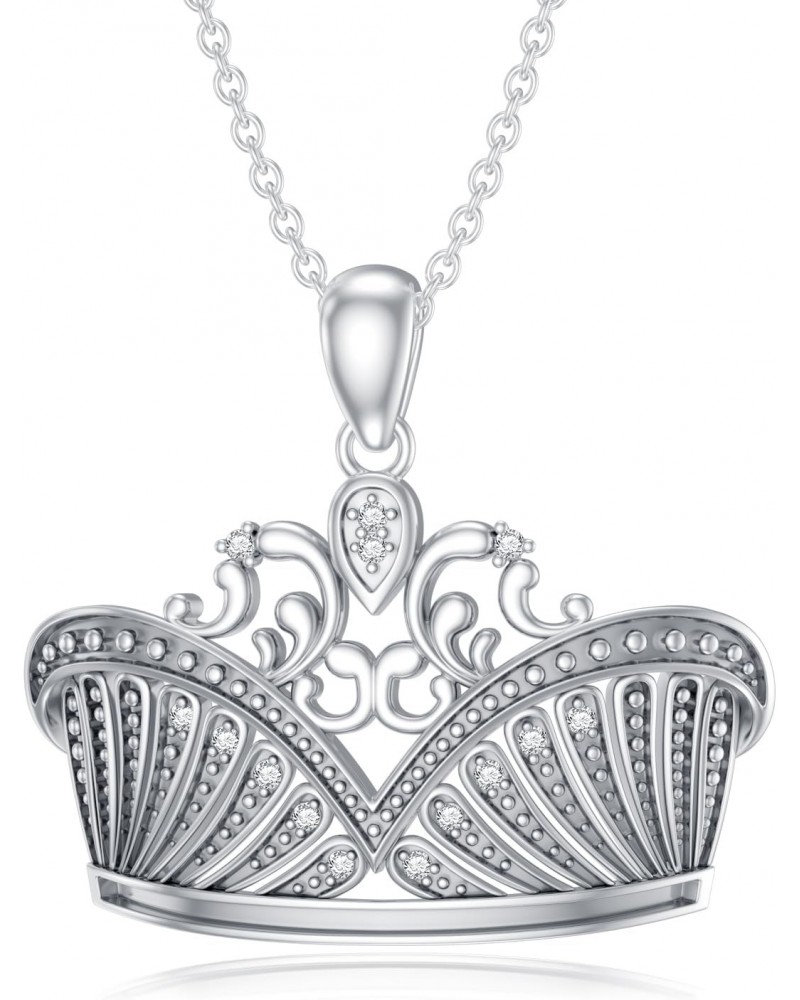 Diamond Crown Pendant for Women 925 Sterling Silver Diamond Crown Necklace Diamond Jewelry Gifts for Christmas Birthday $57.7...