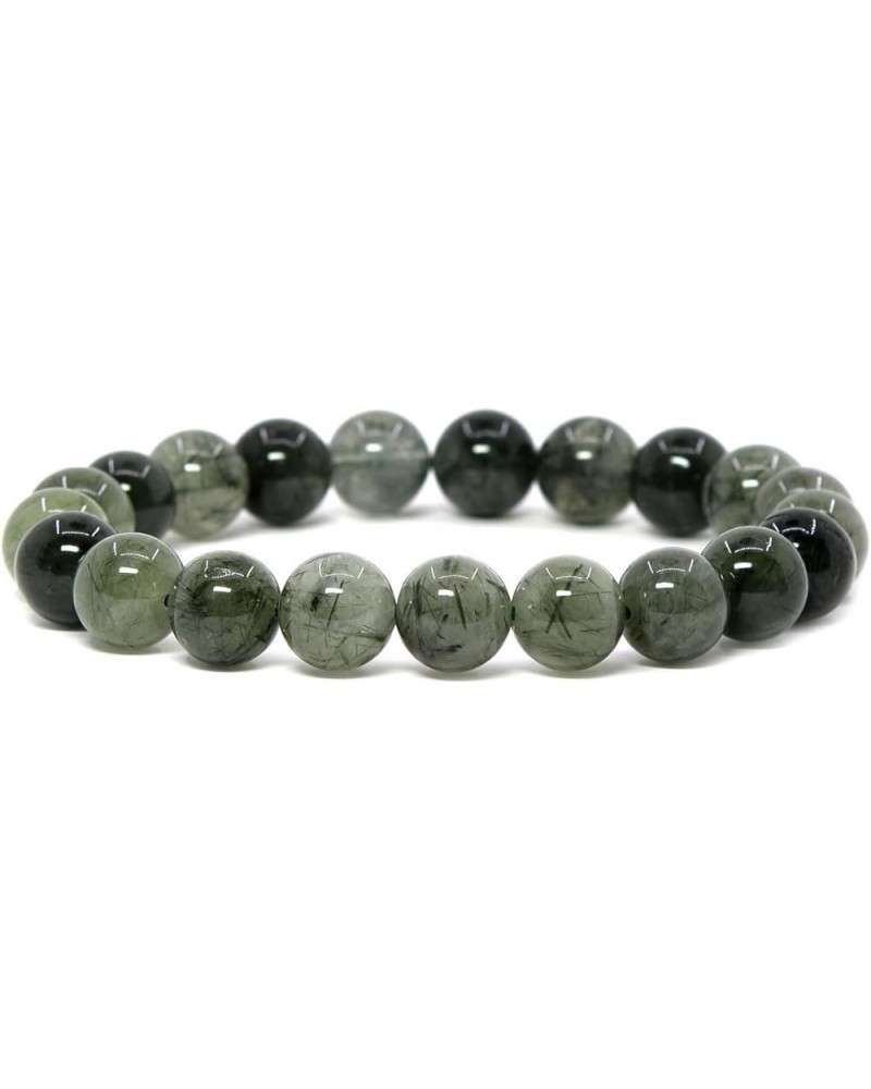 Gemstone Crystals Chakra Beads Bracelet Reiki Crystal Healing 10mm Round Stretchable Bracelet for Her Gift Green Rutilated Qu...