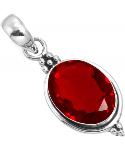 925 Sterling Silver Handmade Pendant for Women 10x14 Oval Gemstone Costume Silver Jewelry for Gift (99553_P) Ruby Simulated $...