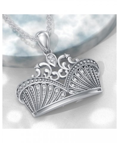 Diamond Crown Pendant for Women 925 Sterling Silver Diamond Crown Necklace Diamond Jewelry Gifts for Christmas Birthday $57.7...